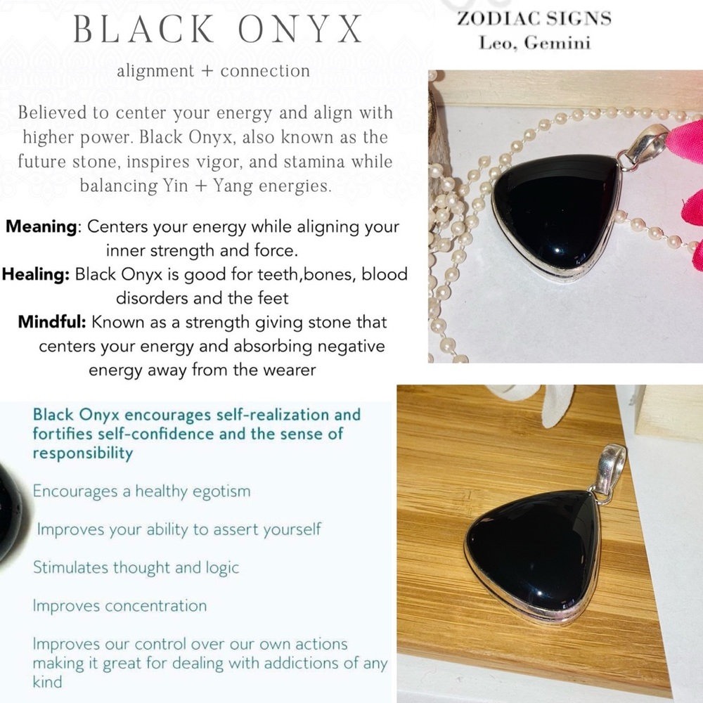Triangle Pendant Necklace-onyx - Picture 3 of 5